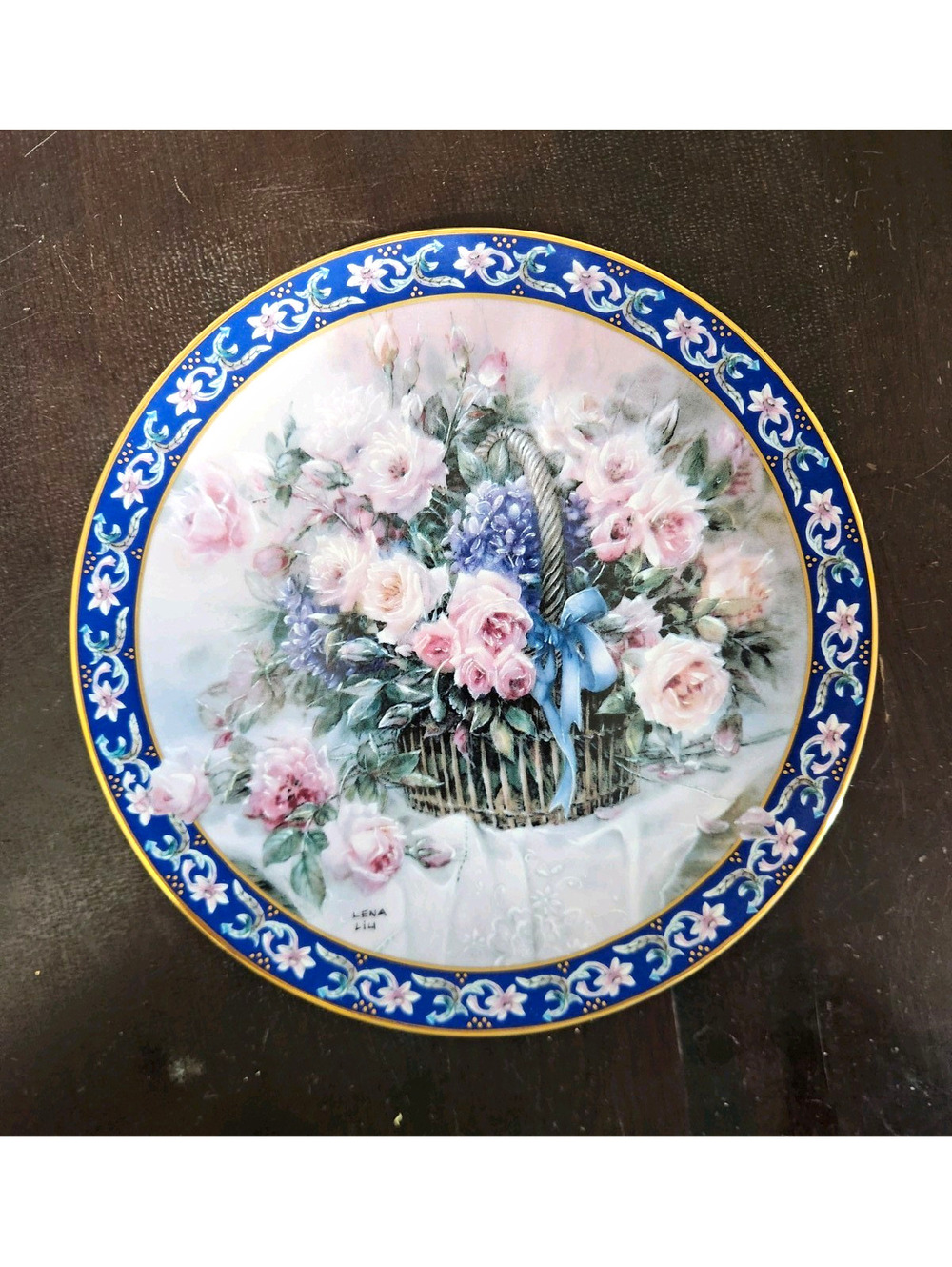 W.S. George Lena Liu Basket Bouquets Roses Limited Edition Porcelain Plate 1992